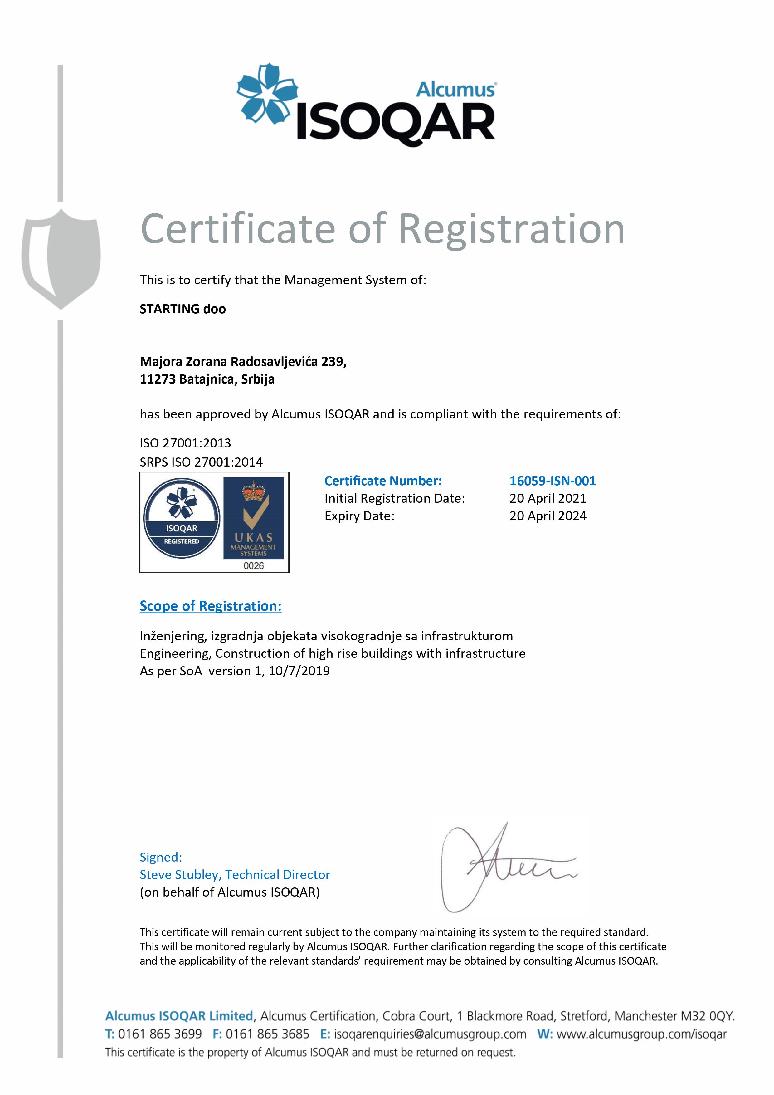 Sertifikat  ISO 27001:2013